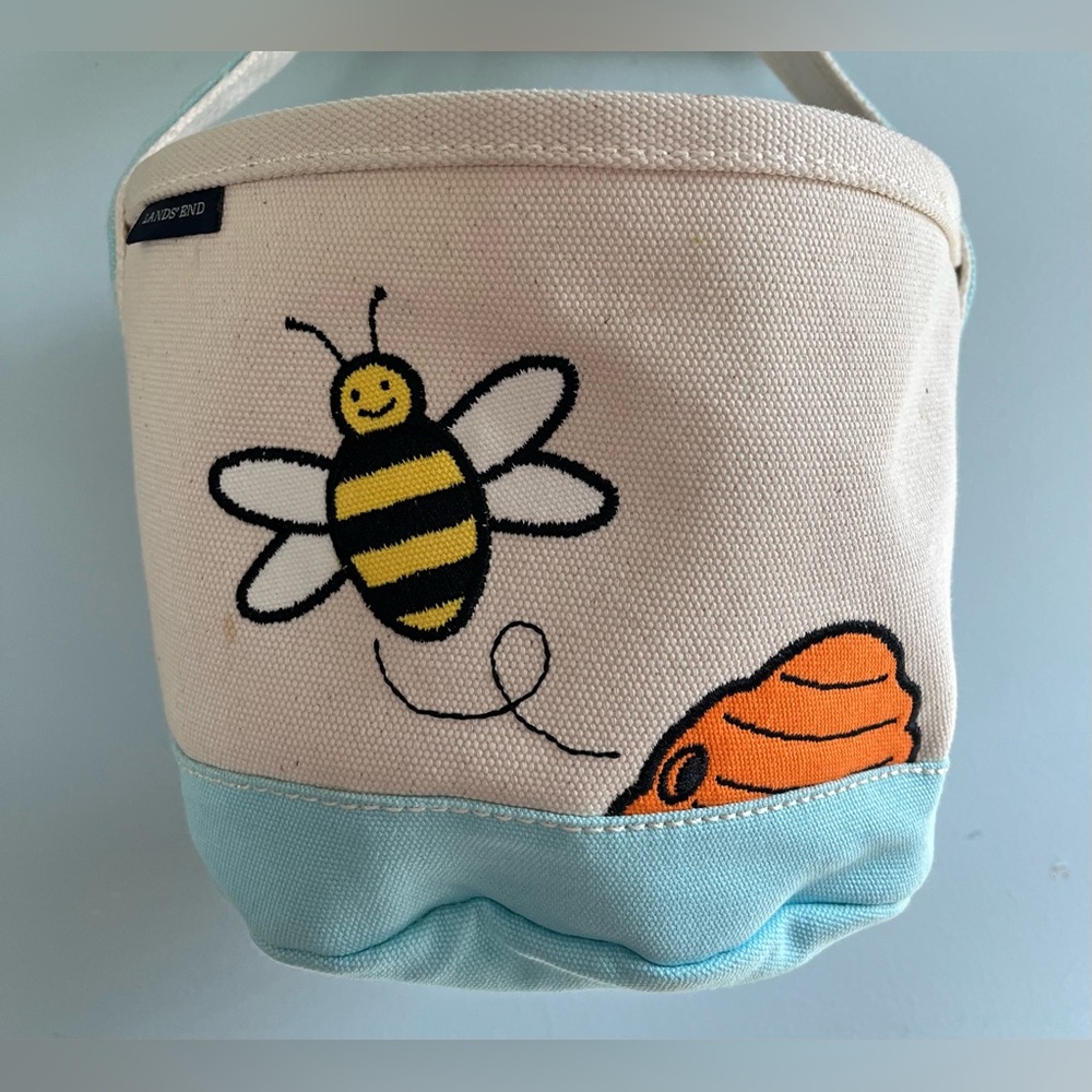 Lands' End Kids' Cream and Blue Bee Tote